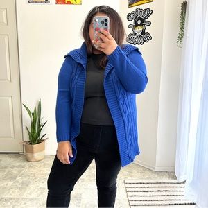 Denim&Co Blue Cable Knit Cardigan Sweater Size Medium